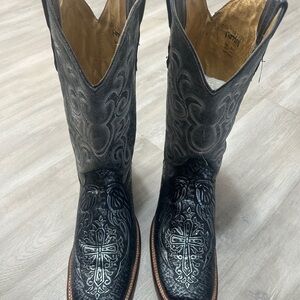 Men's Black Embroidered Cowboy Boots